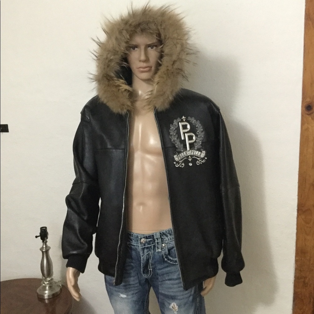 COPY - Pelle Pelle leather men’s fur hooded coat